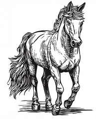 Unicorn with 星 (Stars) Motifs, 筆ペン Line Art for Fantasy-themed Designs