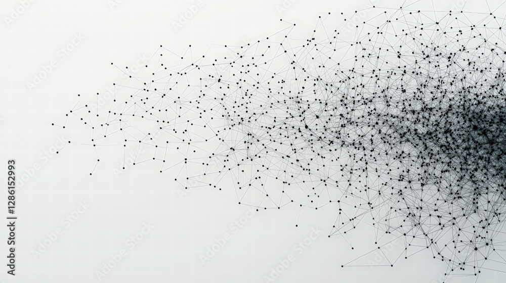 Poster abstract network of dots representing connections and interactions in a digital environment