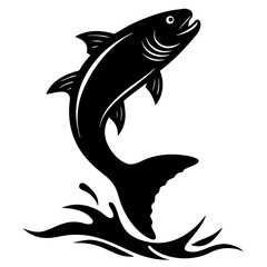 silhouette a fish jumping out of the water vector illustration