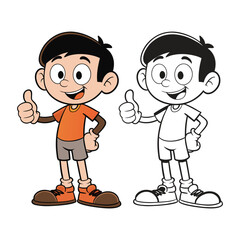 A boy with thumb up posing