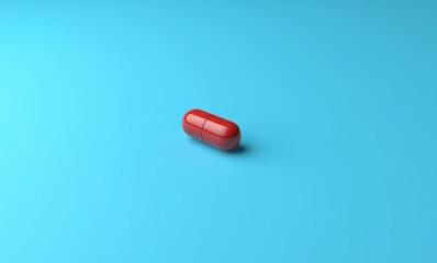 Red capsule on a blue background