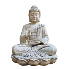 serene stone Buddha statue in meditative pose, symbolizing peace and tranquility. intricate details highlight craftsmanship and spirituality