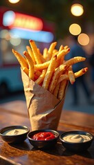 French fries crispy delicious snack food truck street food
