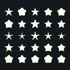 Vector set of star shape icons. Retro futuristic elements collection. Abstract cool shine effect sign vector design. Template for ads design, posters, logo, banner, business cards