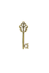 golden vintage key isolated on white background with clipping path.