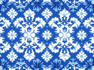 Vintage Blue and White Floral Pattern Background"