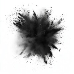 Black powder splash isolated on a white background, 3D rendering
