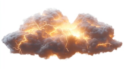 Obraz premium Clouds with lightning, isolated on a white background