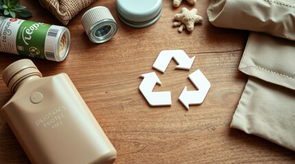 Eco-Friendly Product Display with a focus on recycle; promote sustainability through reusable goods and recycling.