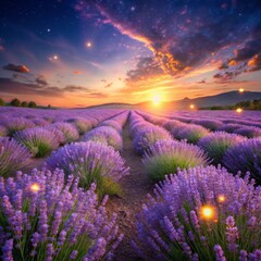 Obraz premium lavender field at sunset