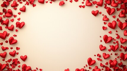 Vibrant Red Heart Border Frame Design for Valentine's Day Celebration and Romantic Occasions