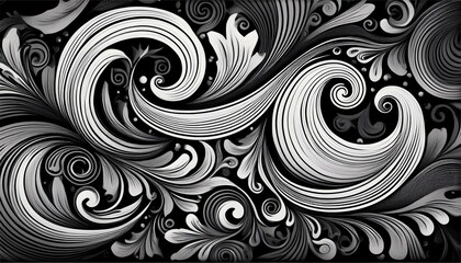 Obraz premium abstract black and white pattern featuring swirling lines and intricate designs ideal for background and decorative use