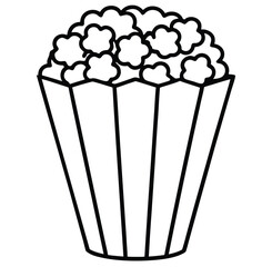 Sweet popcorn snack in a box and glass vector illustration for movie theater