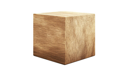 Fototapeta premium Wooden cube showcasing a smooth texture and natural grain placed on a plain white background in studio lighting