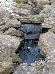 A gentle stone stream with rocks and flowing water