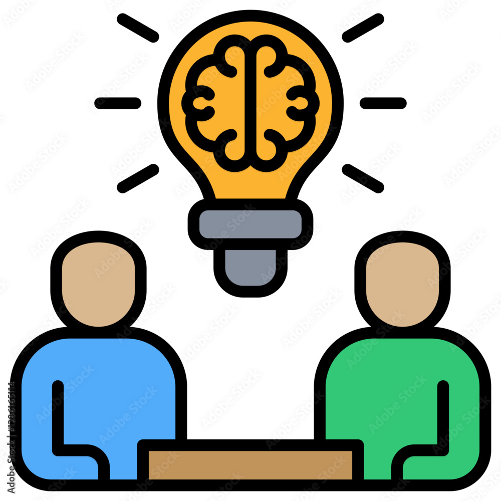 Poster brainstorming lineal color icon