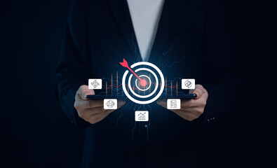 Business Strategies and Competitive Advantage, Banking and Finance,  The path to success. goal, strategy, success, target, aim, futuristic, marketing.