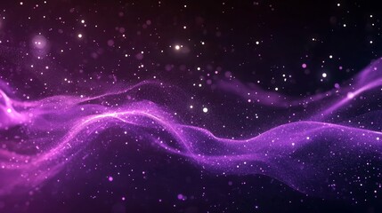 Obraz premium Purple Cosmic Wave Abstract Particle Background, Digital Art, Galaxy, Space Dust Cosmic Background, Particle Effects