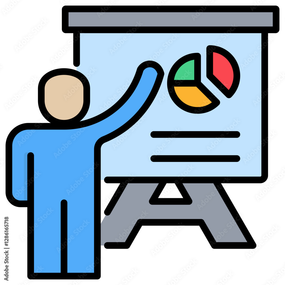 Poster presentation lineal color icon