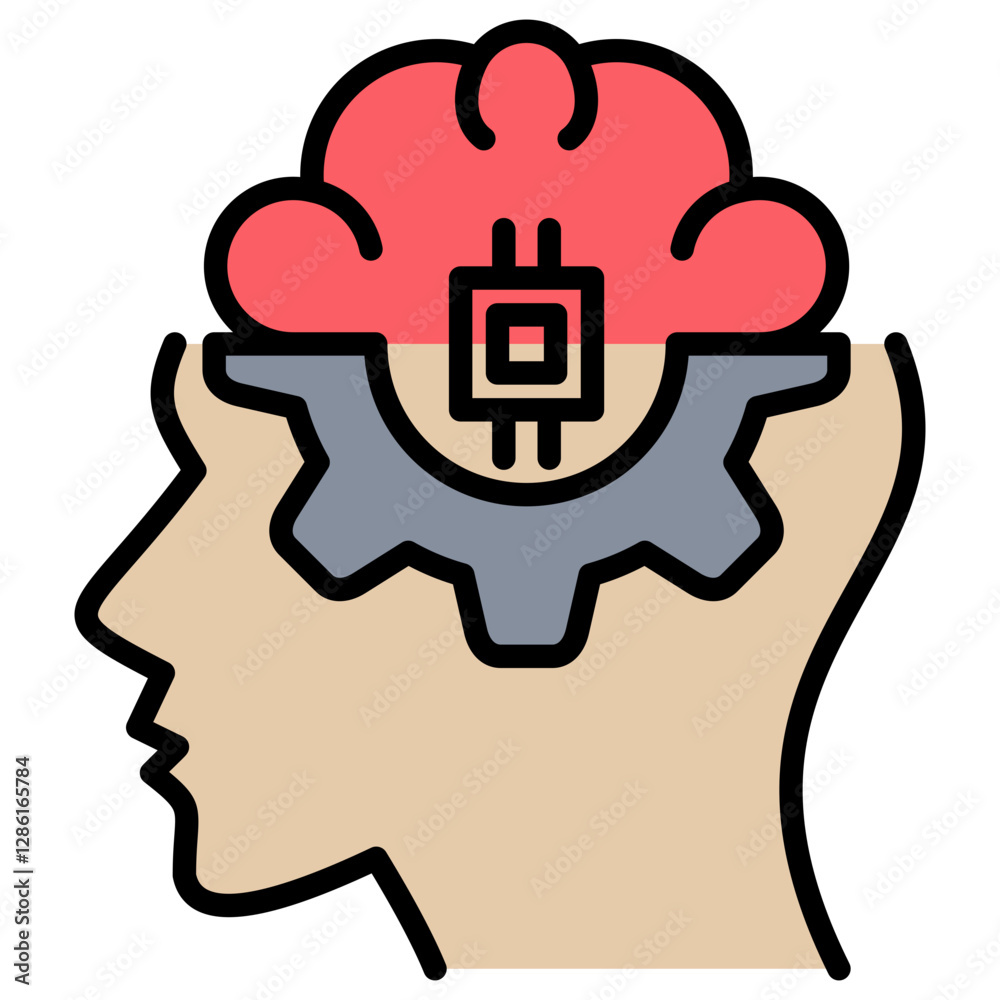 Poster artificial intellegence lineal color icon