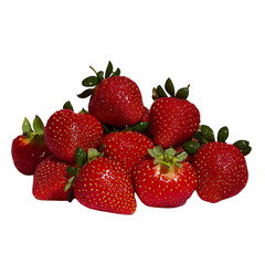 A Heap of Ripe Strawberries with Glossy Finish Isolated on Transparent Background