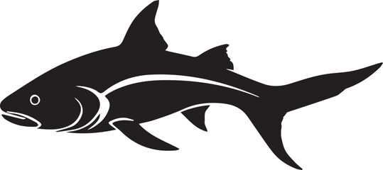 Fototapeta premium A black and white logo type fish silhouette design - fish icon design