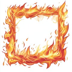 Flaming frame on a transparent background