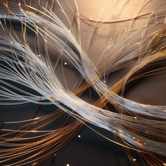 Abstract representation of connection and unity with intertwining threads of gold and silver