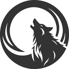 A wolf howling with a crescent moon behind it animal silhouette vector