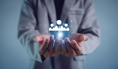 HR or Hiring Human Resources Management. Selective new career recruitment sites. searching human...