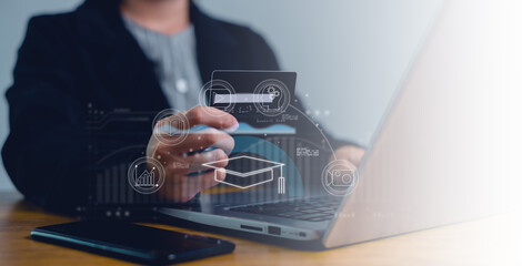 Education Distance E-learning Online Learning Personal development concept. Internet lessons. Education internet Technology.