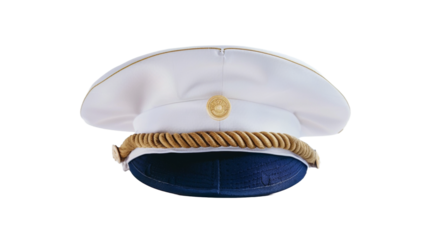 Nautical captain hat on transparent background PNG.