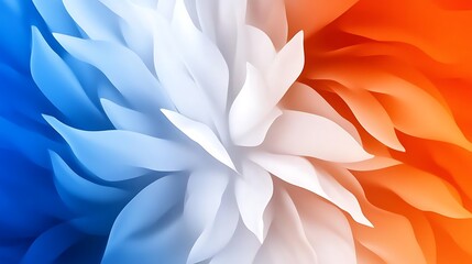 Obraz premium Abstract Blue, White, and Orange 3D Floral Render AI Generated