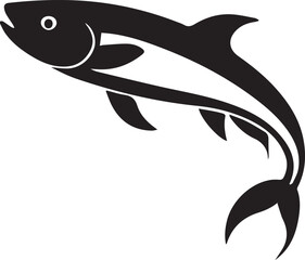A black and white logo type fish silhouette design - fish icon design
