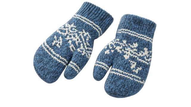 Warm knitted mittens with snowflake design perfect for winter activities and fashion in cold weather