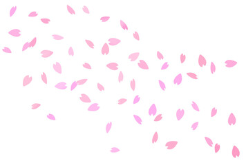風に舞う桜の花びらのイラスト素材　ピンク　花吹雪