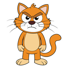 Obraz premium Hand drawn grumpy kitty cat cartoon illustration