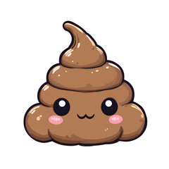 Cute Poop Emoji Illustration: A whimsical illustration of a friendly poop emoji with big, adorable eyes and a sweet smile, exuding a sense of playfulness and lightheartedness. 