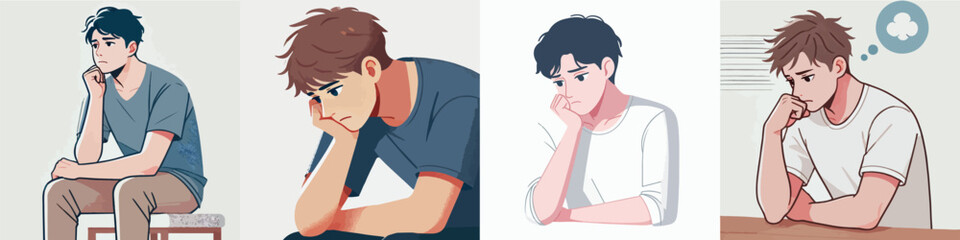 Vector of a person who is sad and daydreaming