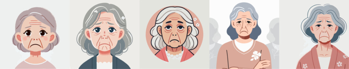 Vector of a sad and disappointed grandfather and grandmother