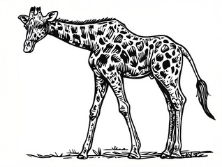 Fototapeta premium Creative Giraffe Isolation Artwork: Premium Monochrome Vector for Global Wildlife Designs and Apparel