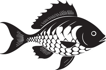 A black and white logo type fish silhouette design - fish icon design