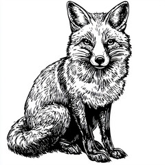 Fox in 月夜 (Moonlit) 水墨画 Style, 静寂 (Serenity) Theme for Zen-inspired Art