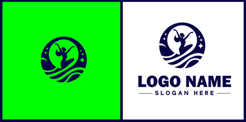 Dance Studio icon Dance academy Dance school Dance center flat logo sign symbol editable vector