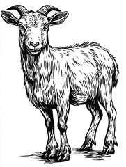 Timeless Cartoon Goat Silhouette: Classic Monochrome Art for Creative Projects, Farm Prints, and Decor with Transparent Background