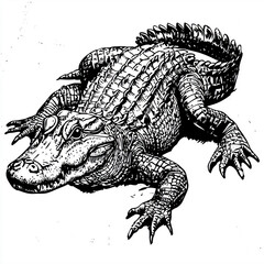 Creative Monochrome Cartoon Crocodile Illustration for Premium Use