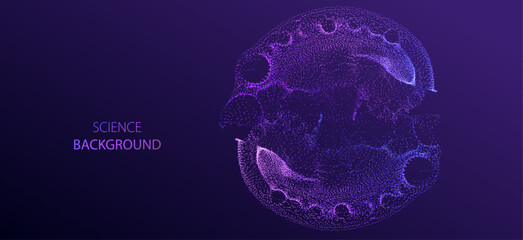 Naklejka premium paleontology artifacts, particles circle, science big data vector background