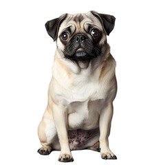 Fototapeta premium Pug Sitting Portrait isolated Die Cut 