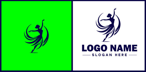 Dance Studio icon Dance academy Dance school Dance center flat logo sign symbol editable vector