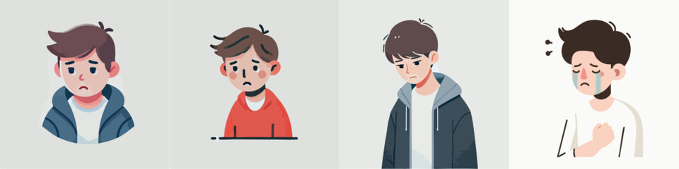 Vector collection of a sad child